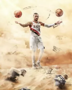 Damian Lillard - God of Time - Limited Edition 16x20 art print - Picture 1 of 1