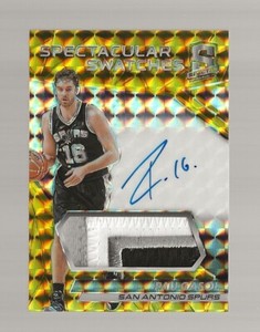 2016-17 Panini Spectra Pau Gasol Gold Prizm Auto Patch 01/10 San Antonio Spurs