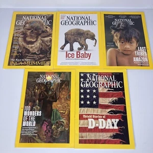 5 x National Geographic Magazines Inca Mummies Last Tribes D-DAy Ice Baby Inca - Picture 1 of 23