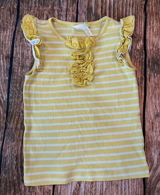 Matilda Jane Yellow Striped Ribbed Ruffle Tank Top 6 - Image 1 of 2