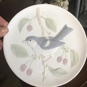 Special Gifts by Crowning Touch Japan Bluebird on Branch Bisque 7.75 Wall Plate - Picture 1 of 5