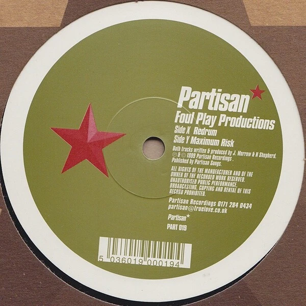 Foul Play - Redrum 12" Vinyl Partisan Moving Shadow Jungle drum'n'bass 1999 VG Foto 1 de 2