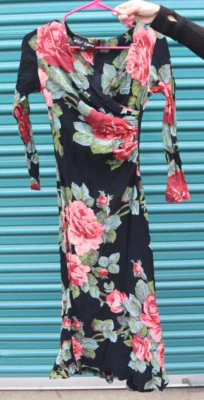 Vintage Betsey Johnson Floral Print Flower Dress Size Small Pink Teal Black - Image 1 of 4