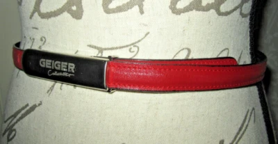 Geiger Cinturón Ajustado Cuero Rojo con Hebilla Tono Plateado, Damas Talla 38 (10 US) Foto 1 de 4