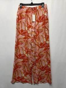 Z Supply Womens  Medium Linen Blend Palazzo Pants Floral Pull On Boho Wide Leg - Picture 1 of 12