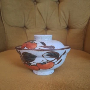 RARE Vintage Otagiri Stoneware Rice Ramen Soup Bowl W/Lid Tomato Japan Excellent - Picture 1 of 7