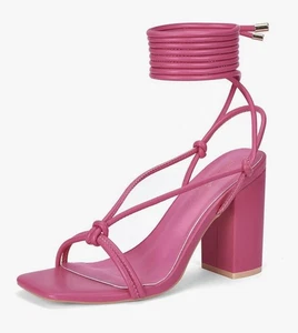 Neu Elizabeth Tang sexy heiße rosa hochhackige Riemchen-Schnürsandalen Größe 9,5 - Bild 1 von 7