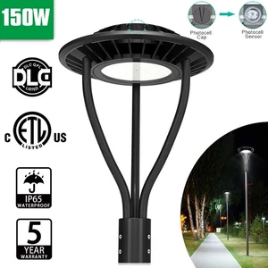 150W LED Post Top Light Dusk to Dawn Outdoor Commercial Park Garden Pole Lights - Picture 1 of 15