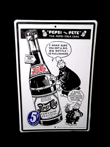 LETRERO DE HOJALATA VINTAGE MONTADO EN LA PARED PEPSI - PEPSI y PETE - LOS POLICÍAS PEPSI-COLA - 18x12 - Imagen 1 de 8