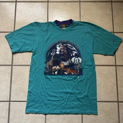 Camiseta De Colección Save The Earth Animal Nature XL Ambientalmente Consciente Jirafa Cebra Foto 1 de 4