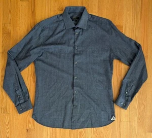 John Varvatos Star USA Storm Blue Slim Fit Stretch Button Up Size 34-35/15.5 - Picture 1 of 14