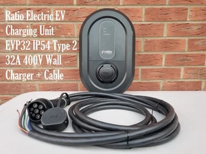 Ratio Electric EV Charging Unit EVP32 IP54 Type 2 32A 400V Wall Charger + Cable - Picture 1 of 24