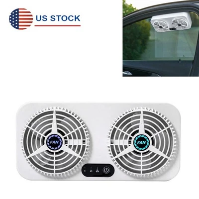 Car Home Dual Ventilation Fan USB Charging Air Circulation Cooling Tool Portable - Image 1 of 4