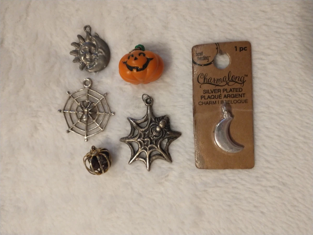 5-Piece Witch Charm Pendants - Antique Silver Halloween Charms For DIY Jewelry, Keychains & Crafts