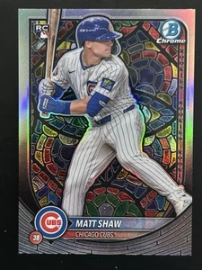 2024 Bowman Chrome Prospect inciso in vetro opaco Shaw Chicago Cubs SSP RC #46 - Foto 1 di 2
