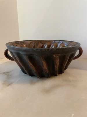 Antike französische braune Keramik Kuggelhof Gugelhupfform 19. Jahrhundert - Bild 1 von 4