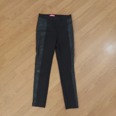 Ci Sono Black Leggings With Faux Leather Side Stripes Sz Large - Image 1 of 4