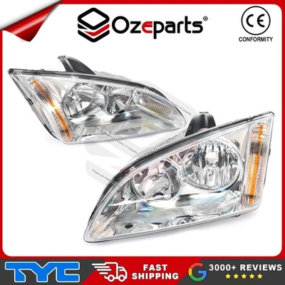 TYC Pair LH Left+RH Right Head Light Lamp Chrome For Ford Focus LS LT 2005-2009 - image 1 of 4