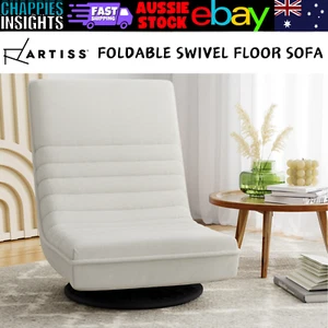 Artiss White Swivel Chair Sofa Lounge Floor Home Foldable Linen Comfy Luxury - Picture 1 of 14