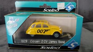 SOLIDO FRANCE 1829 Rare Citroen 2CV James Bond 007 Parfait état / boite + 1/43