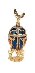 Vintage vergoldetes Emaille lackiert Glänzend Ei Schmuckei Metall Schmuck 10x8cm - Bild 1 von 2