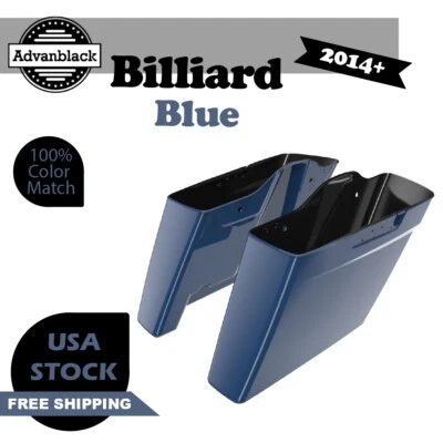 Billiard Blue Dual Uncut Extended Bags Stretched Saddlebag For Harley 2014+ - Изображение 1 из 4