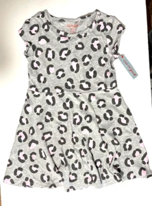 Cat & Jack Girl's Size XS (4/5) Short Sleeve Heather Gray Animal Print Dress NWT - Picture 1 of 1