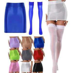 Womens Glossy Micro Mini Skirt High Waist Skirt Pencil Skirt Ultrashort Skirts - Picture 1 of 169
