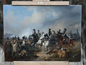 Carl Friedrich SCHULZ (1796-1866) - escena de batalla, pintura original al óleo sobre tabla - Imagen 1 de 15