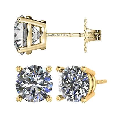 Aretes redondos simulados de plata de ley 925 Nana Jewels 0,30-8,0 tcw Foto 1 de 4