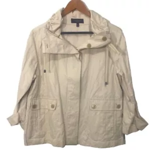Talbots Rain Coat Ivory Button Front Closure Size 10 Classic - Picture 1 of 8