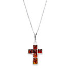 Sterling Silver & Baltic Amber Cross Necklace Necklace