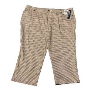 NWT Architect Capri Pants Women's Sz 18W Brown Stone Lux Pattern Cotton Pockets - Picture 1 of 7