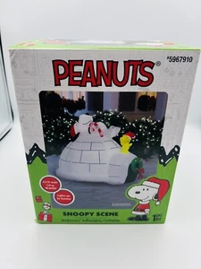 4,5' PEANUTS SNOOPY & WOODSTOCK SCENA IGLOO ILLUMINATA GONFIABILE GONFIABILE GEMMA - Foto 1 di 8