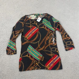 LRL Ralph Lauren Shirt Womens Medium Chain Equestrian Print Top w/TAG - Picture 1 of 8