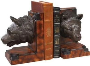 Rustic Lodge Style Bear Head Resin Bookends - Picture 1 of 1