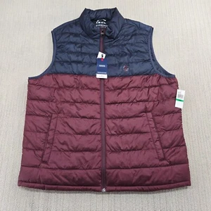 Izod Advantage Performance Puffer Vest Mens Large Blue Red Sleeveless Full Zip - Picture 1 of 13