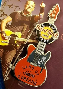 GUITARRA ROME BRUCE SPRINGSTEEN SIG SERIE 36 Y HOPE DREAMS Hard Rock Café PIN LE - Imagen 1 de 1