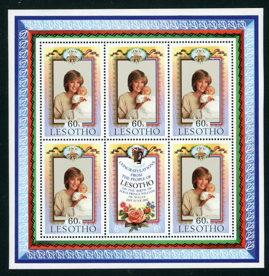 HOJA DE RECUERDO LESOTHO 1982 COMO NUEVA NH, NACIMIENTO DE S.R.H. ¡PRINCE WILLIAM!! Foto 1 de 1