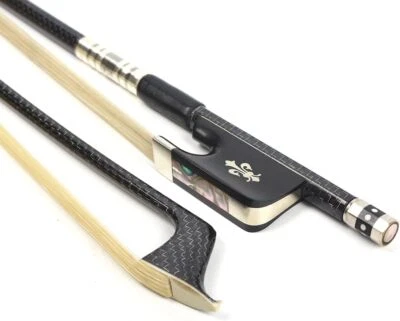 Cello bow 4/4 Braided carbon fiber Ebony frog natural Horse Hair Lightweight - Image 1 of 4