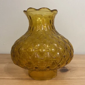 Vnt Amber Quilted Diamond Pattern Replacement Glass Shade 2 3/4" Fitter 6” Tall - Picture 1 of 20