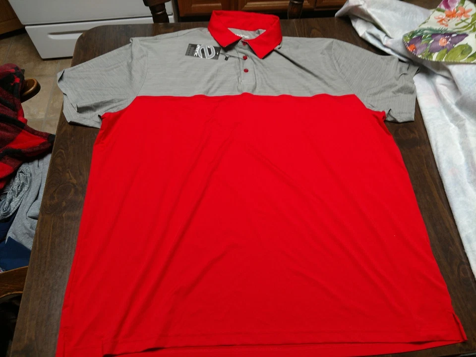 NWT Etonic Red Silver Color Block Golf Polo Size Men's 3X - Image 1 of 2
