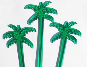 50 grüne PALMEN Blätter 7" Acryl TROPISCHES GETRÄNK Cocktail Rührwerk - Bild 1 von 3
