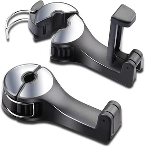 Car Headrest Hidden Hook with Phone Holder, Seat Hooks for Purses Silver - Picture 1 of 6