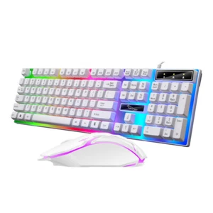 White Light Kabeltastatur Und Maussatz Weiß Kabelgebundene Gaming-Tastatur - Bild 1 von 11