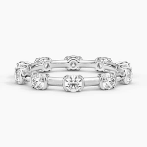 2Ct Oval Tested VVS1/D Moissanite Women's Eternity Ring 14k White Gold Plated - Picture 1 of 7