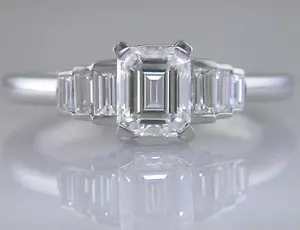 Diamond Ring Platinum Certified D Colour Flawless Emerald Cut Engagement 1.45ct - Picture 1 of 1