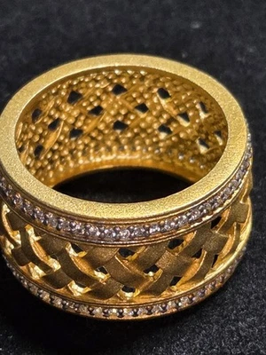 NUEVO CON ETIQUETAS/Bolso Freida Rothman Signature Collection Enrejado Tejido Talla 9 Anillo Banda Ancha Foto 1 de 4