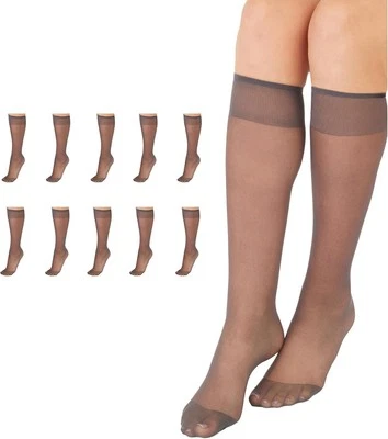 L'eggs Everyday Knee High Stockings, Reinforced Toe, 100% One Size, Off Black  - Image 1 of 4