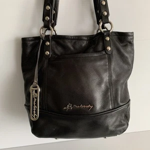 B. Makowsky Black Genuine Leather Purse With Metal Charm W/Original Dust Bag - Picture 1 of 13